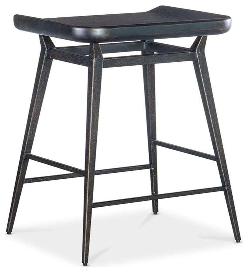 Retreat Wood and Metal Stool in Black Sand by Hooker Furniture