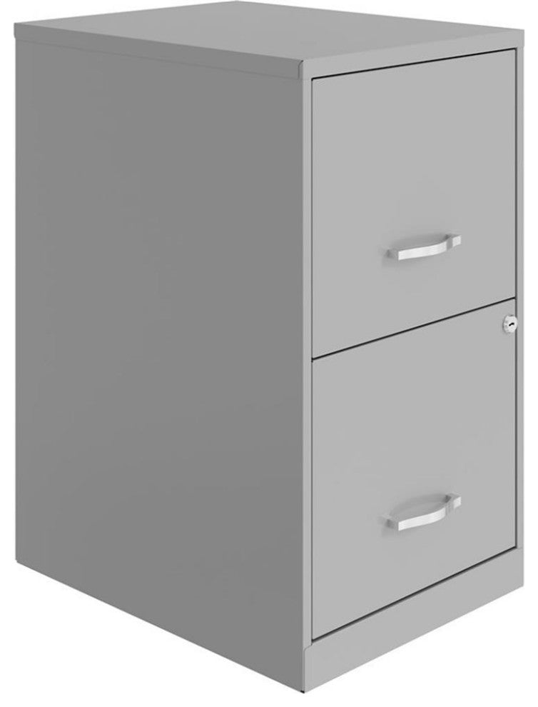 Space Solutions 18in 2 Drawer Metal File Cabinet Arctic Silver