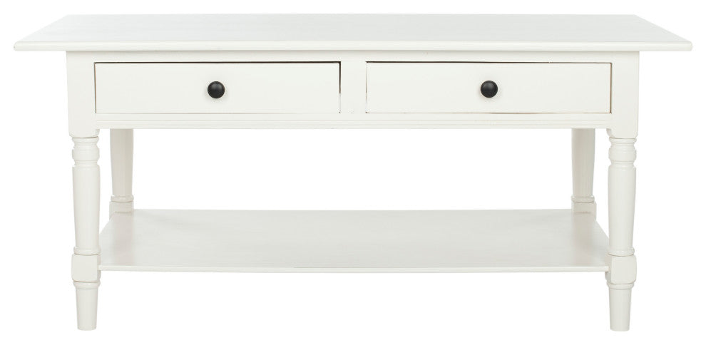 Safavieh Boris 2-Drawer Coffee Table, Distressed Cream