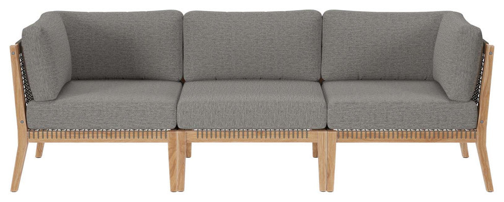 Clearwater Outdoor Patio Teak Wood Sofa, Gray Graphite