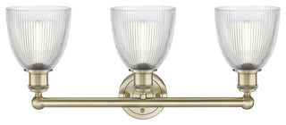 Castile 3-Light 24" Bath Vanity Light, Antique Brass Finish, Clear Shade