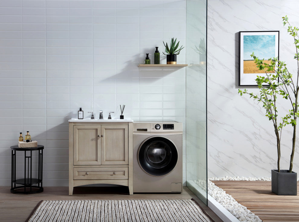 Stufurhome Delia 30" Laundry Utility Sink, Off-White