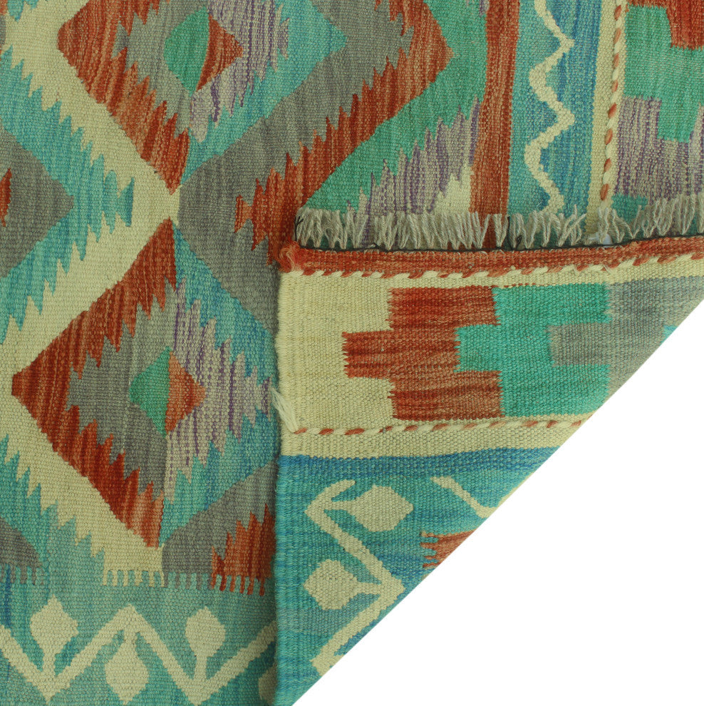 Sun Faded Kilim Mustafa Light Blue/Rust Runner, 2'6x7'11