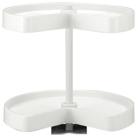 Polymer Kidney 2-Shelf Lazy Susan for Corner Wall Cabinet, White