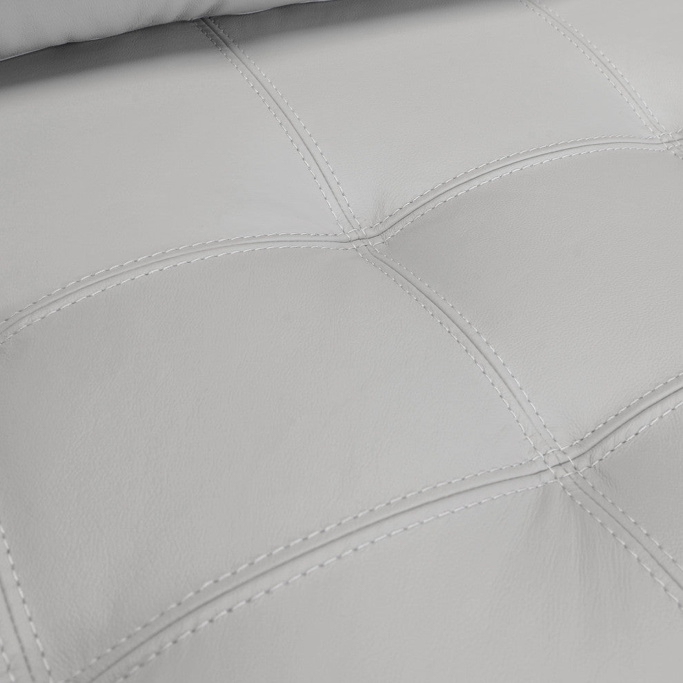 Wynne Sofa, Genuine Dove Gray Leather With Brown Wood Legs