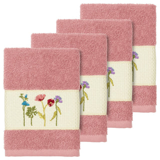 Serenity 4-Piece Embellished Washcloth Set, Tea Rose