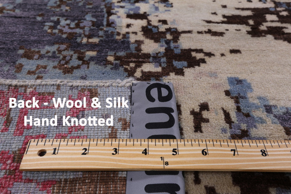 Abstract Handmade Wool and Silk Rug 7' 11" X 10' 1" Q6341