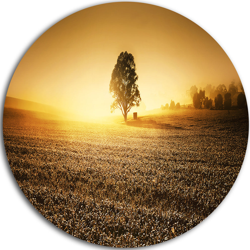 Farmland Panorama, Landscape Photography Disc Metal Artwork, 11"