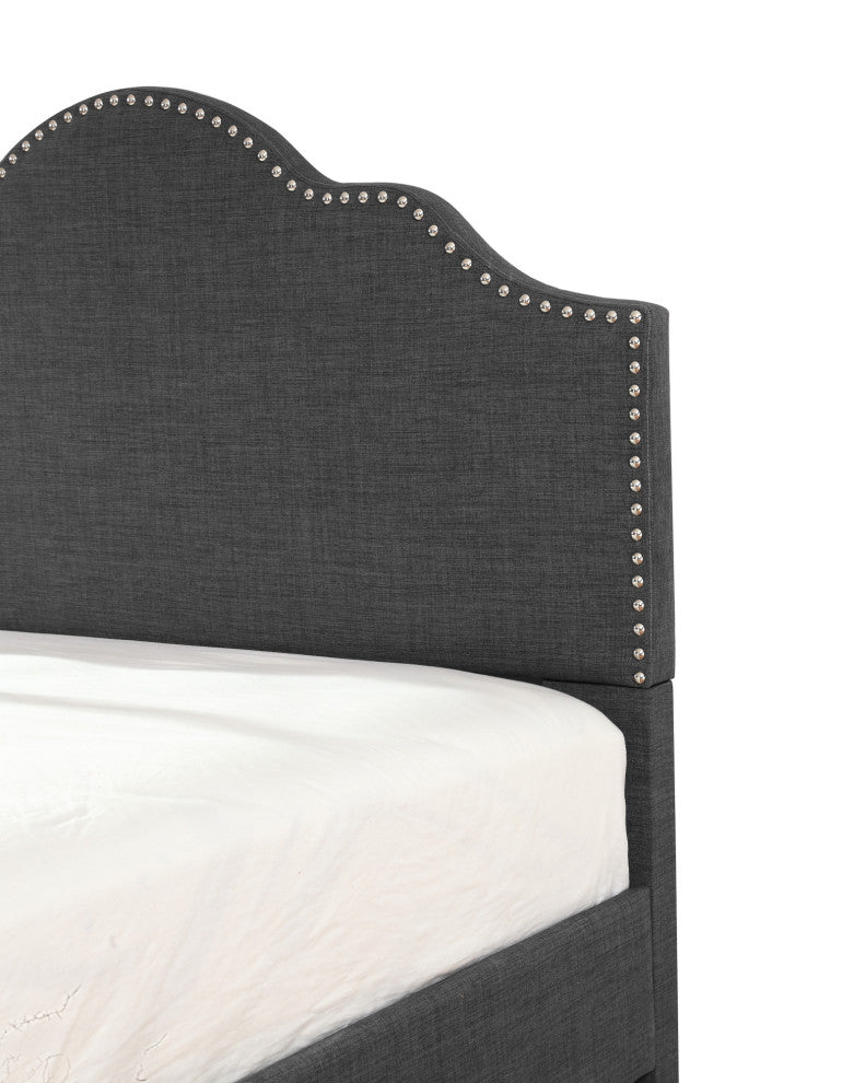 Carrillo Upholstered Bed, Charcoal Gray, Queen