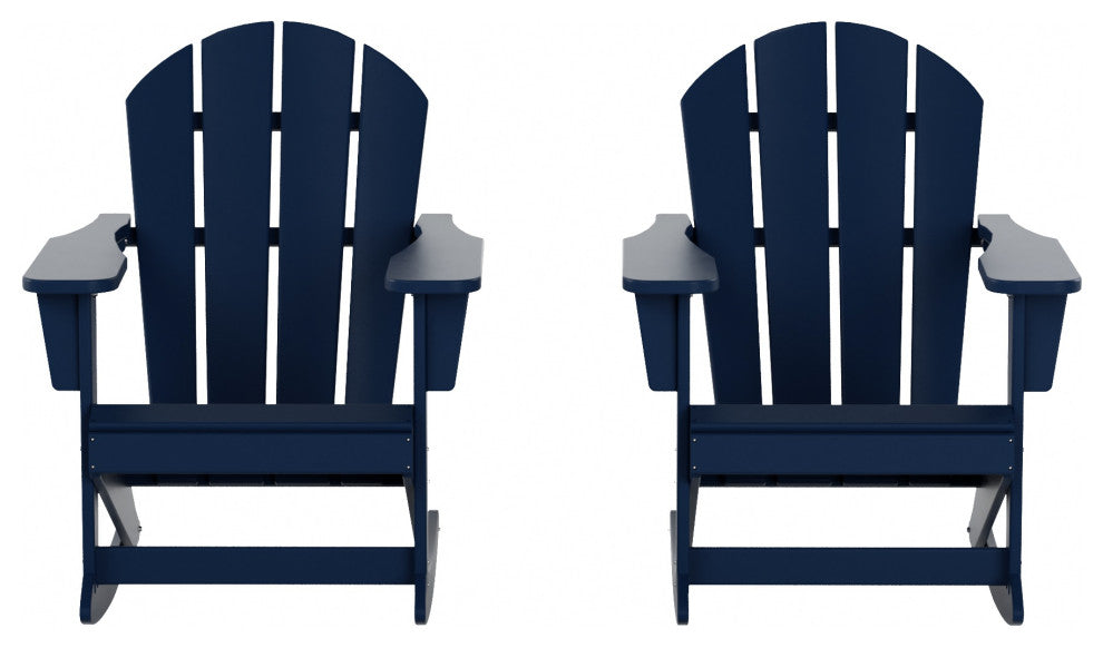 WestinTrends 2PC Outdoor Patio Porch Rocker Classic Adirondack Rocking Chair Set, Navy Blue