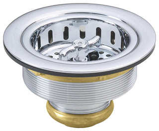 Wing Nut Style Large Kitchen Basket Strainer In Polished Chrome, Polished Chrome