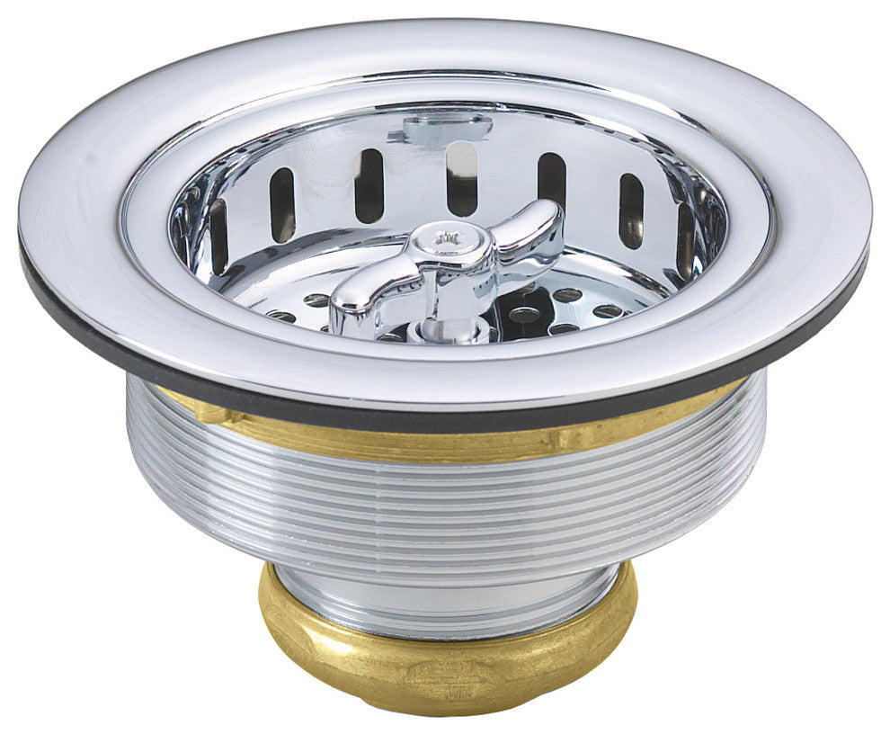 Wing Nut Style Large Kitchen Basket Strainer In Polished Chrome, Polished Chrome