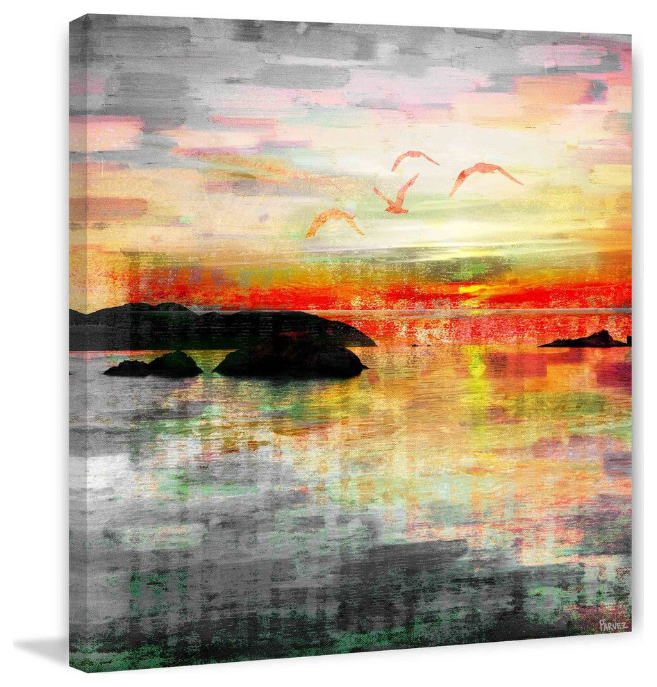 "Birds in the Sunset" Fine Art Canvas Print, 18"x18"