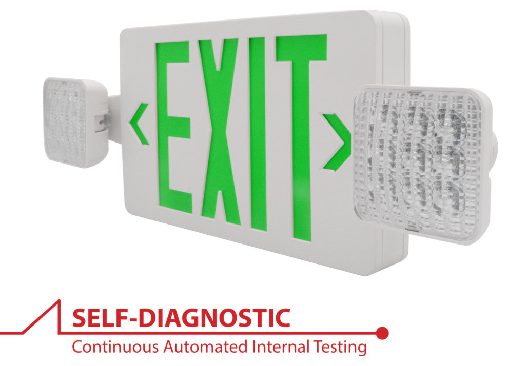 ECL3 Self-Diagnostic LED Emergency Exit Sign, Green Lettering