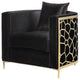 Fergal Chair With Pillow, Black Velvet and Gold Finish