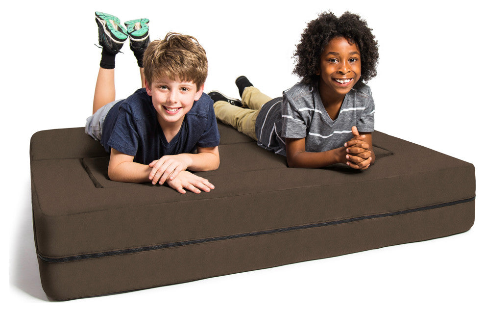 Zipline Big Kids Modular Sofa and Ottoman, Chocolate
