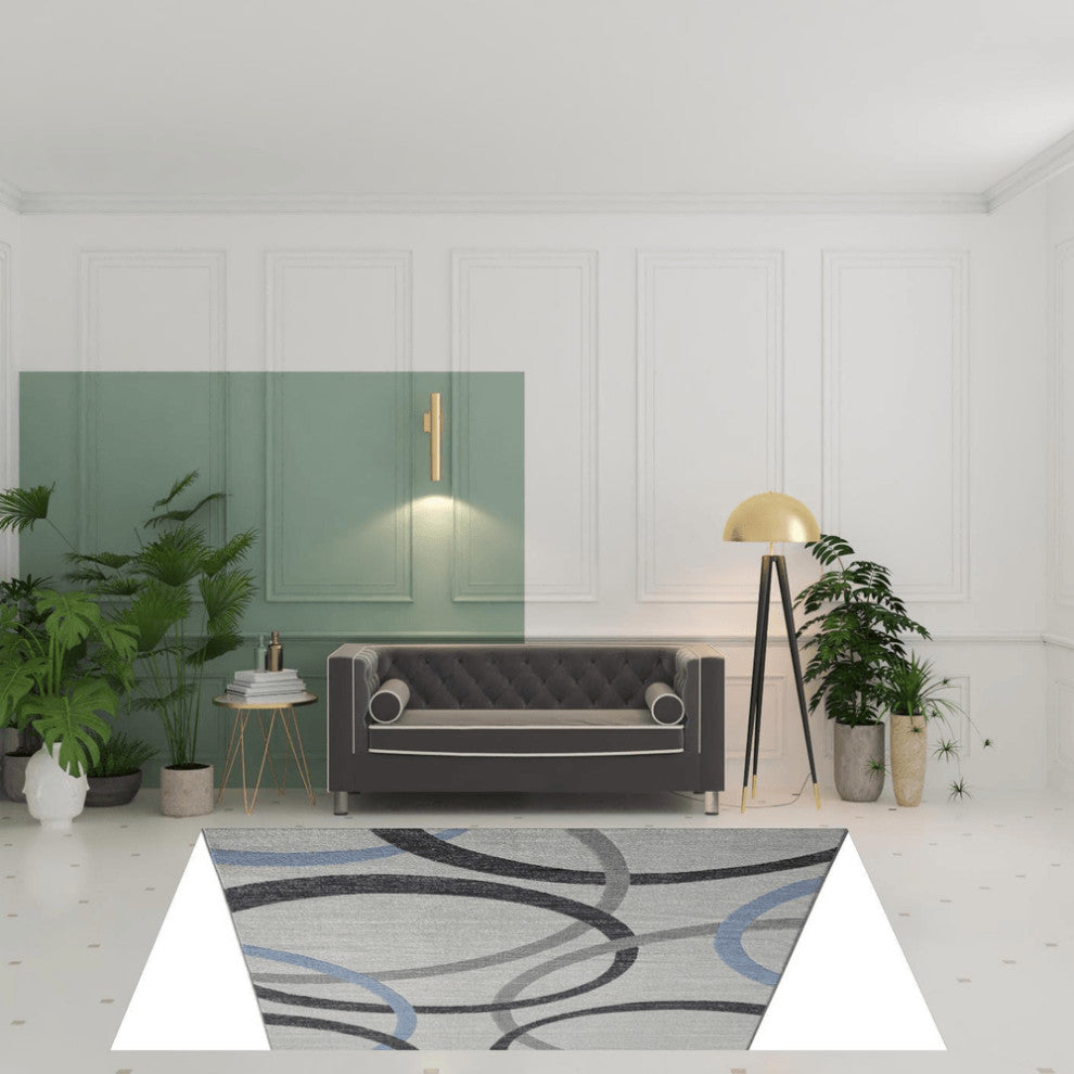 8' X 10' Blue Geometric Area Rug