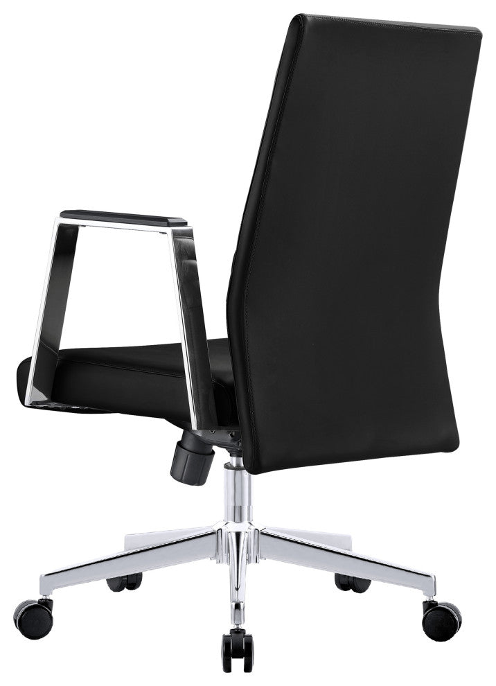 LeisureMod Aleen Upholstered Leather Office Chair With Swivel and Tilt, Black