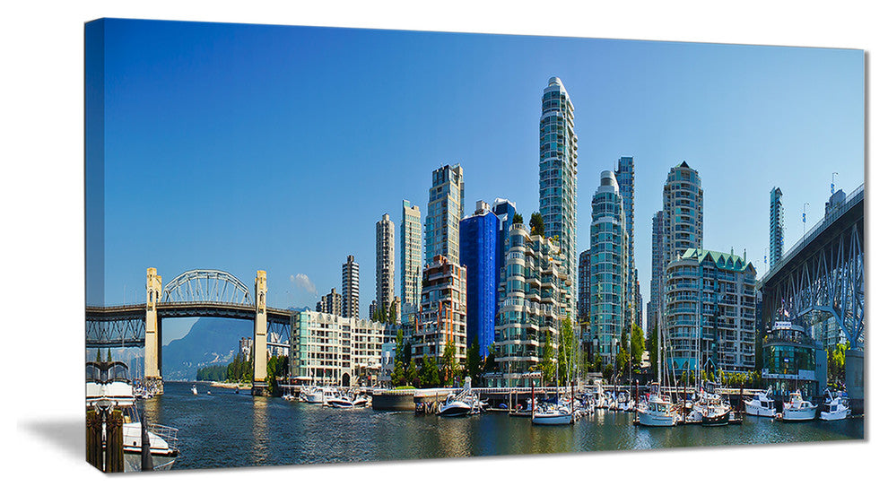 "Beautiful View of Vancouver" Cityscape Canvas Photo Print, 40"x20"