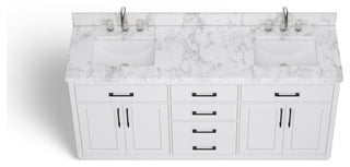 The Hudson Bathroom Vanity, White, 72", Double Sink, Freestanding