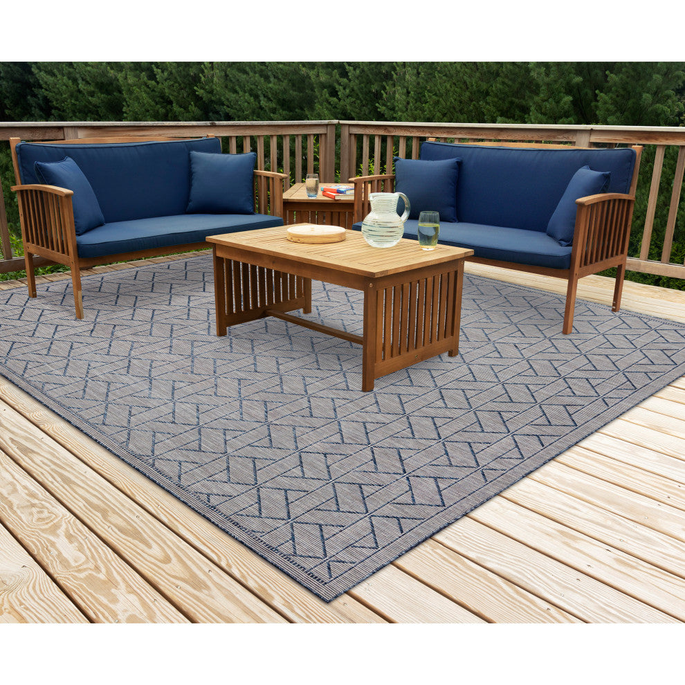 Carmel Pyramid Indoor/Outdoor Rug Navy 7'10" Square