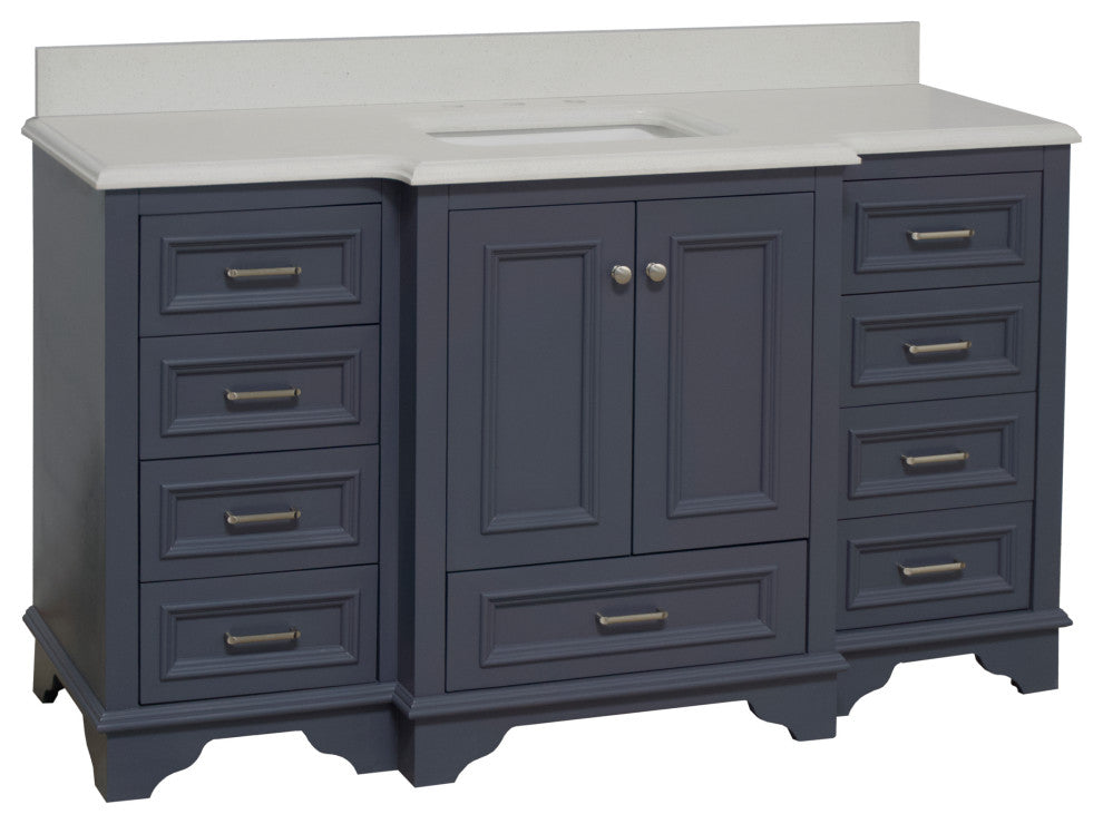 Nantucket 60" Bath Vanity, Marine Gray, Quartz, Single Vanity