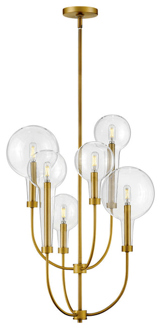 Hinkley 27.75" Alchemy Multi-Tier 6- Light Chandelier, Lacquered Brass