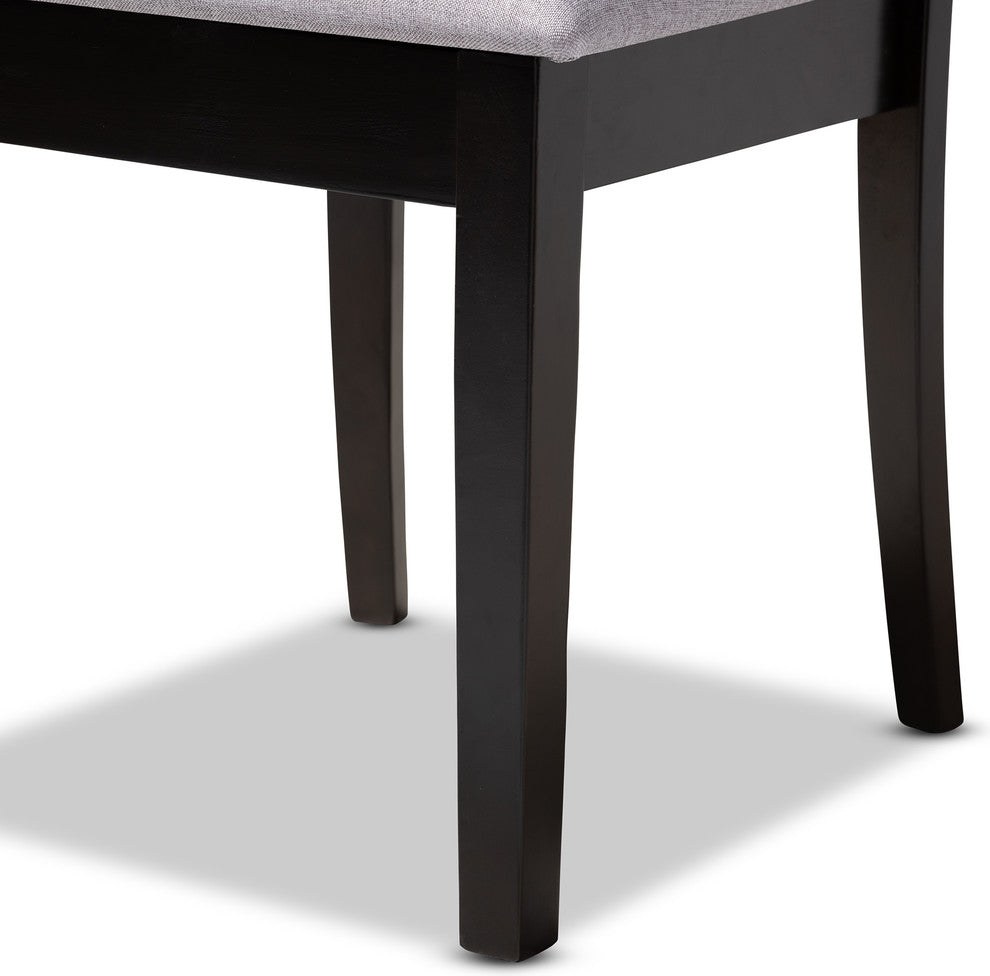 Keri Gray Fabric Espresso Brown Finish Dining Chairs, Set of 4