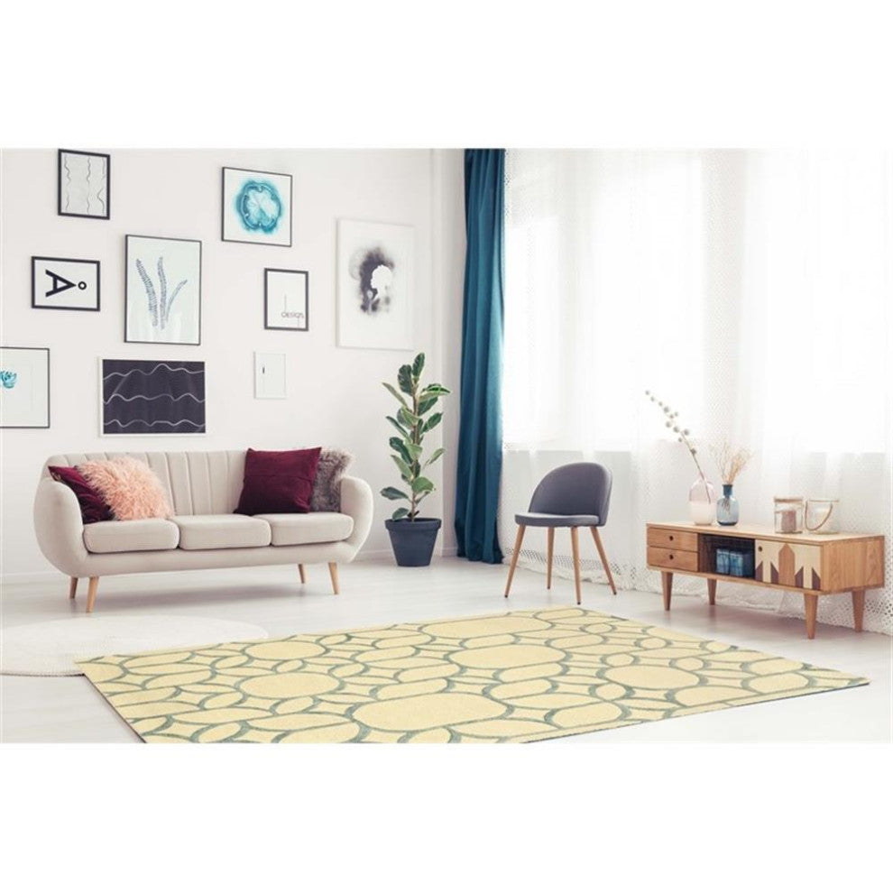 Linon Aspire Window Hand Tufted Wool 8'x11' Rug in Ivory