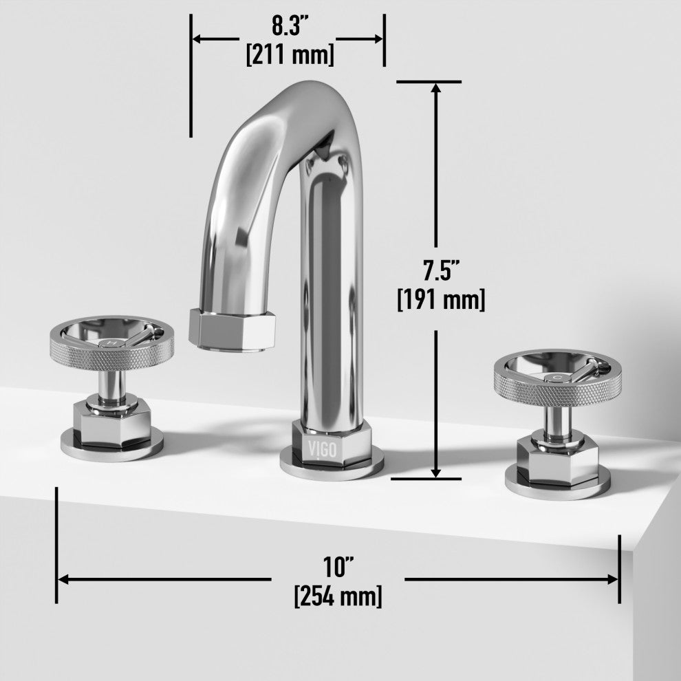 VIGO Hart 7" H 2-Handle Widespread Bathroom Faucet, Chrome