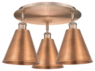 Ballston Cone-3 Light 20" Flush Mount-Antique Copper Shade