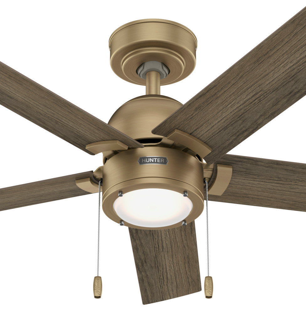 Erling Ceiling Fan, LED Light Kit and Pull Chain, Burnished Brass, 44"