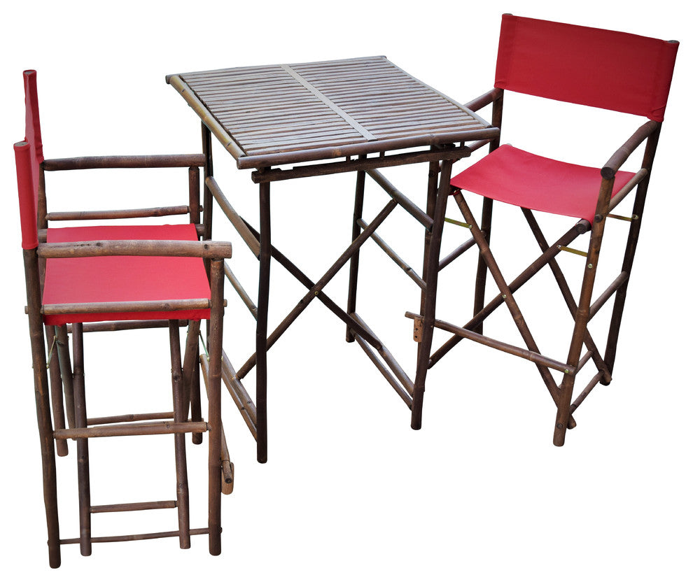 Director High Square 3-Piece Table Set, Red, Espresso