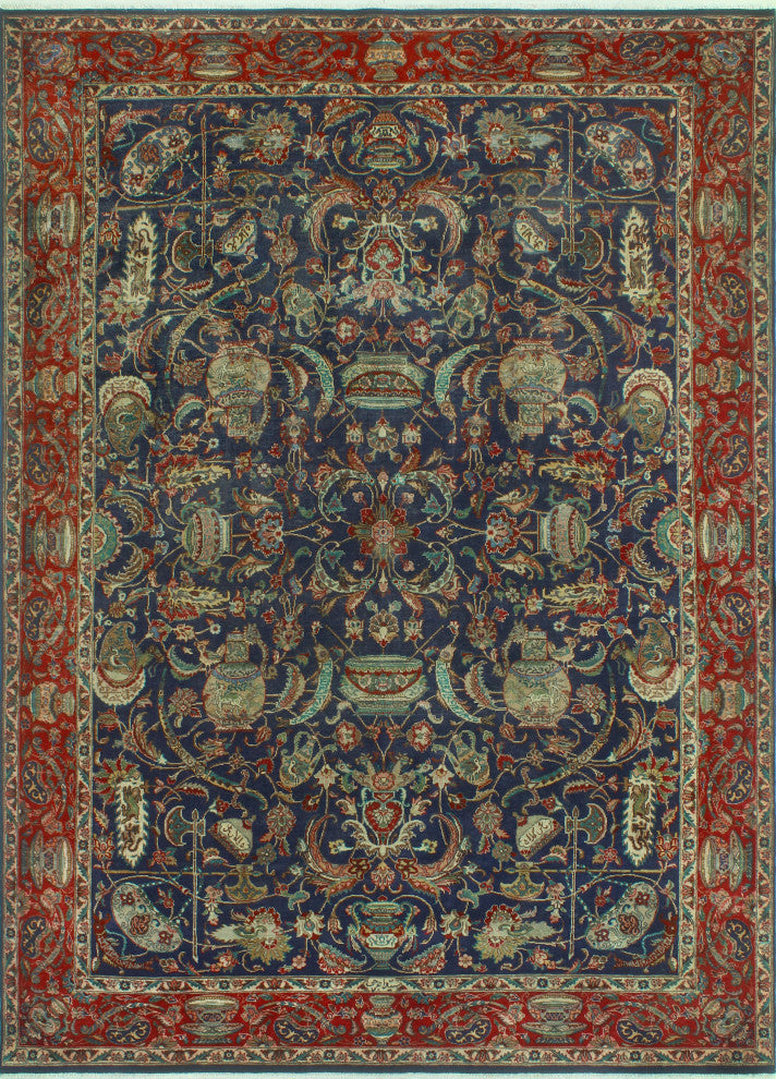 Super Vintage Distressed Norene Navy/Red Rug, 8'0 x 11'3