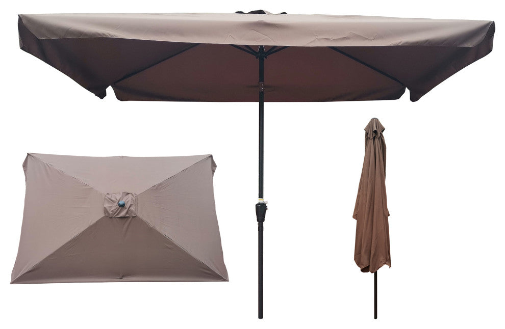 10x7' Outdoor Patio Market Umbrella With Push Button Tilt and Crank, Chocolate