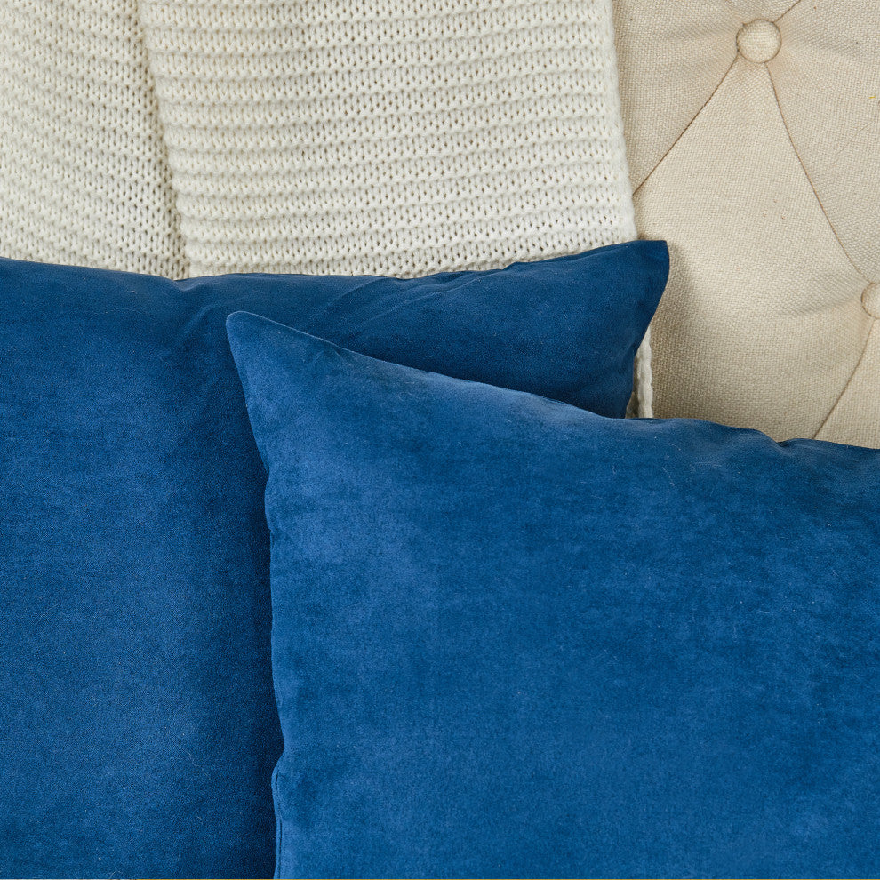 Suede Pillow Shell with Big Zipper, Blue Wing Tea, 14x26"