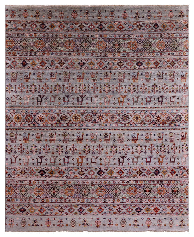 Hand-Knotted Persian Gabbeh Tribal Rug 8' 0" X 9' 9"- Q5502