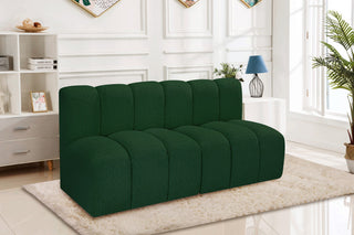 Arc Boucle Fabric Upholstered 2-Pc. Modular Sofa, Green