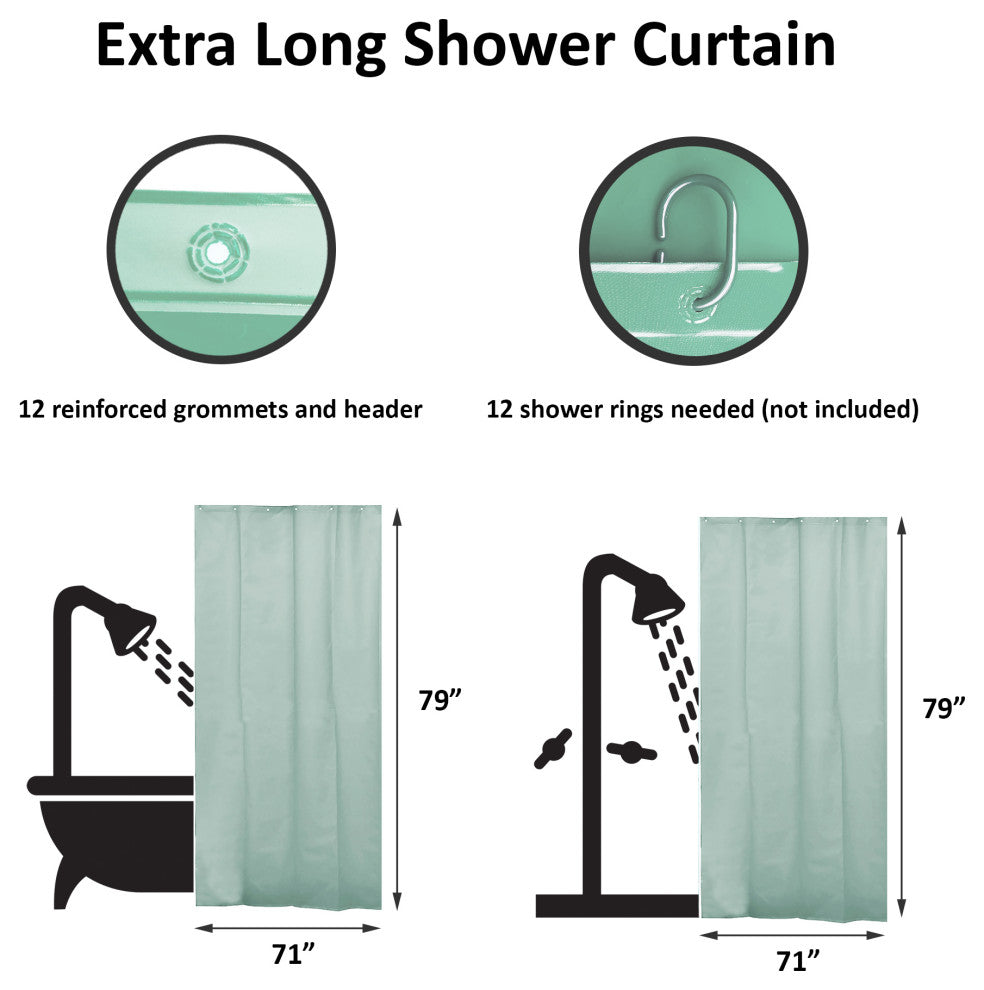 Extra Long Shower Curtain Liner Plastic 71W x 79H, Almond Green