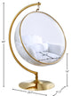Luna Metal Acrylic Swing Bubble Accent Chair With Stand, White, Gold Base