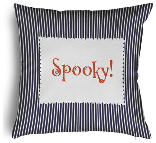Halloween Spooky Ticking Accent Pillow With Removable Insert, Navy, 16"x16"