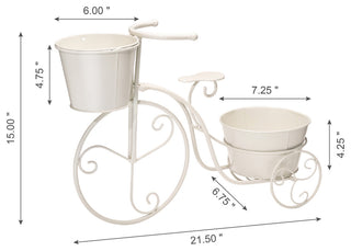21.5"L Metal Bicycle Plant Stand, White
