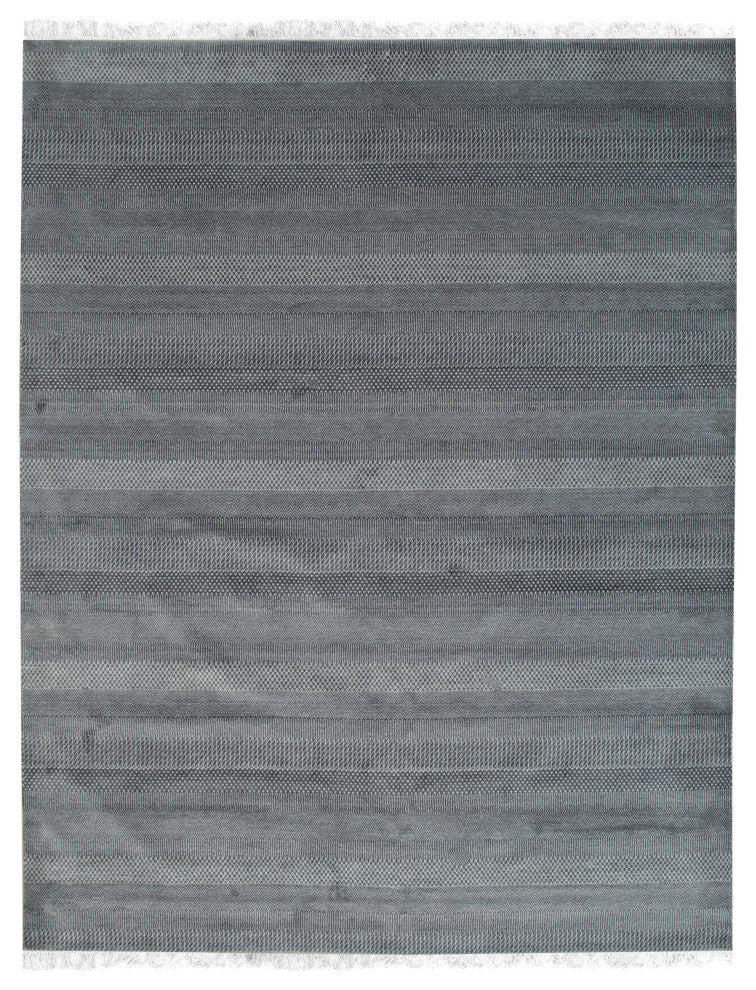 EORC Light Blue/Ivory Hand Crafted Wool and Viscose Grass Rug 8'x10'