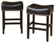 GDF Studio Chantal Backless Leather Stools, Set of 2, Black, Counter Height: 26"