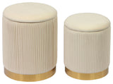TOV Furniture Channeled Cream Velvet Storage Ottomans - Set of 2