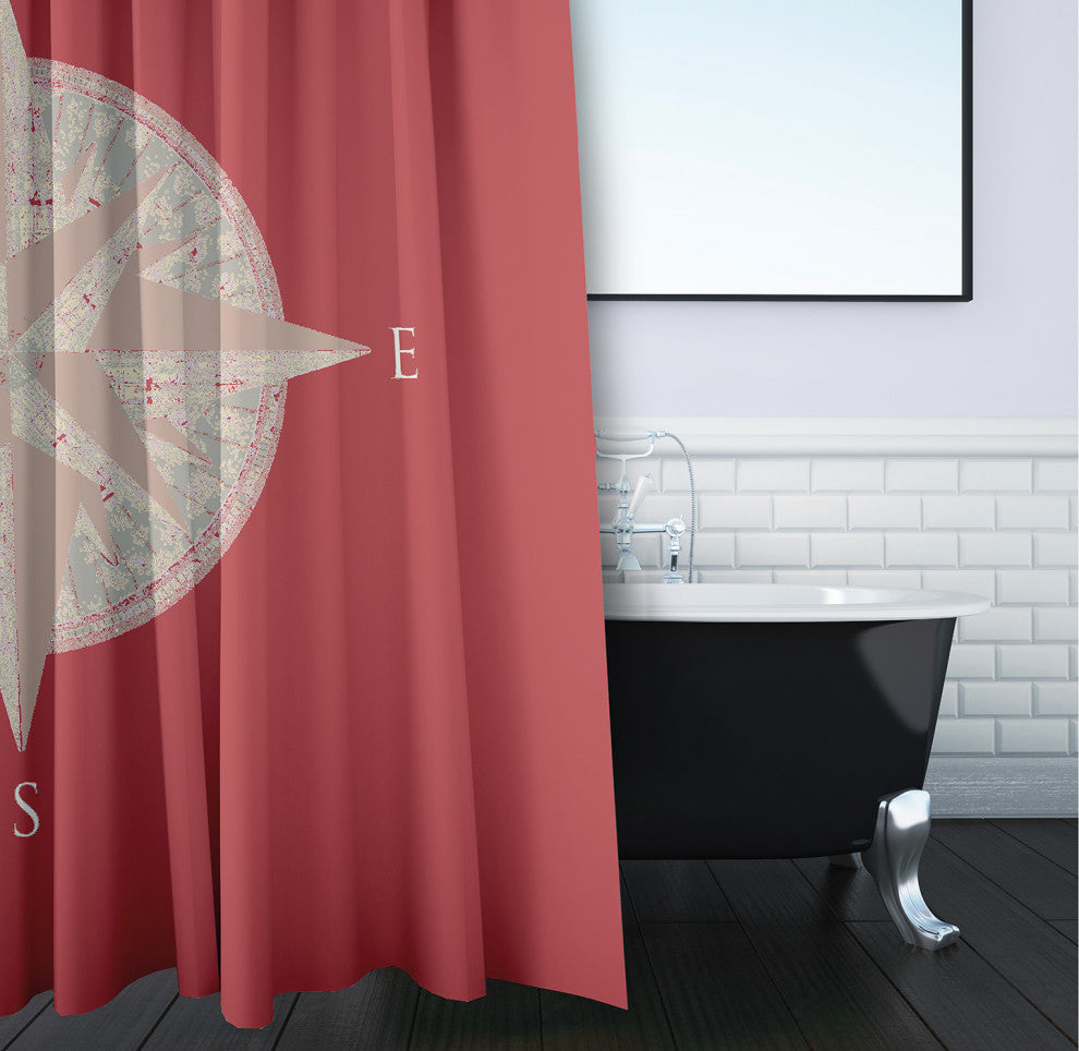 Compass Ligonberry Red 70" w x 73" h Shower Curtain
