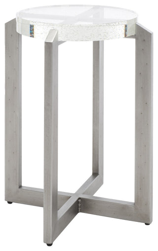 Safavieh Couture Pixie Round Bubble Glass Accent Table, Silver/Clear