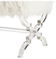 Enzo Faux Fur Acrylic X-Leg Bench, Cream White