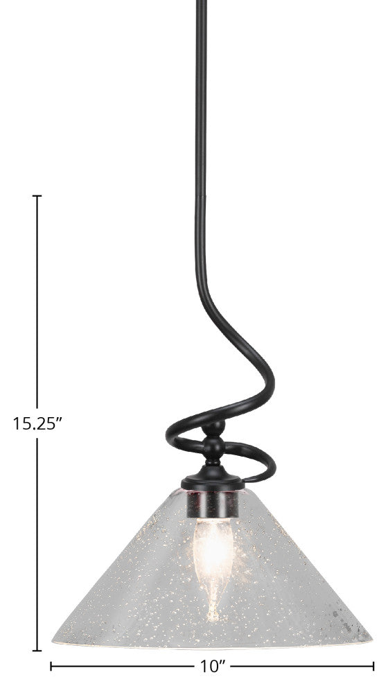 Capri 1-Light Mini Pendant with Hang Straight Swivel, Matte Black/Clear Bubble