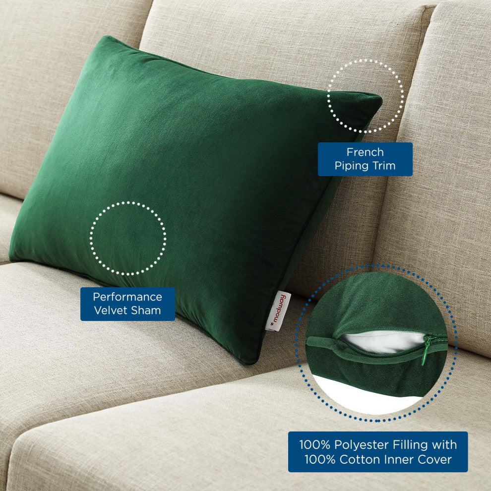 Accent Throw Pillow, Velvet, Green, Modern, Living Lounge Hotel Hospitality